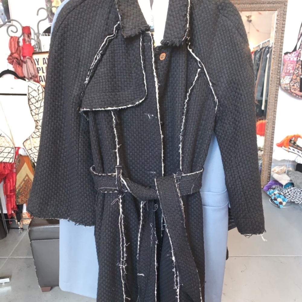 waffle knit wool winter coat by Poleci Italian d